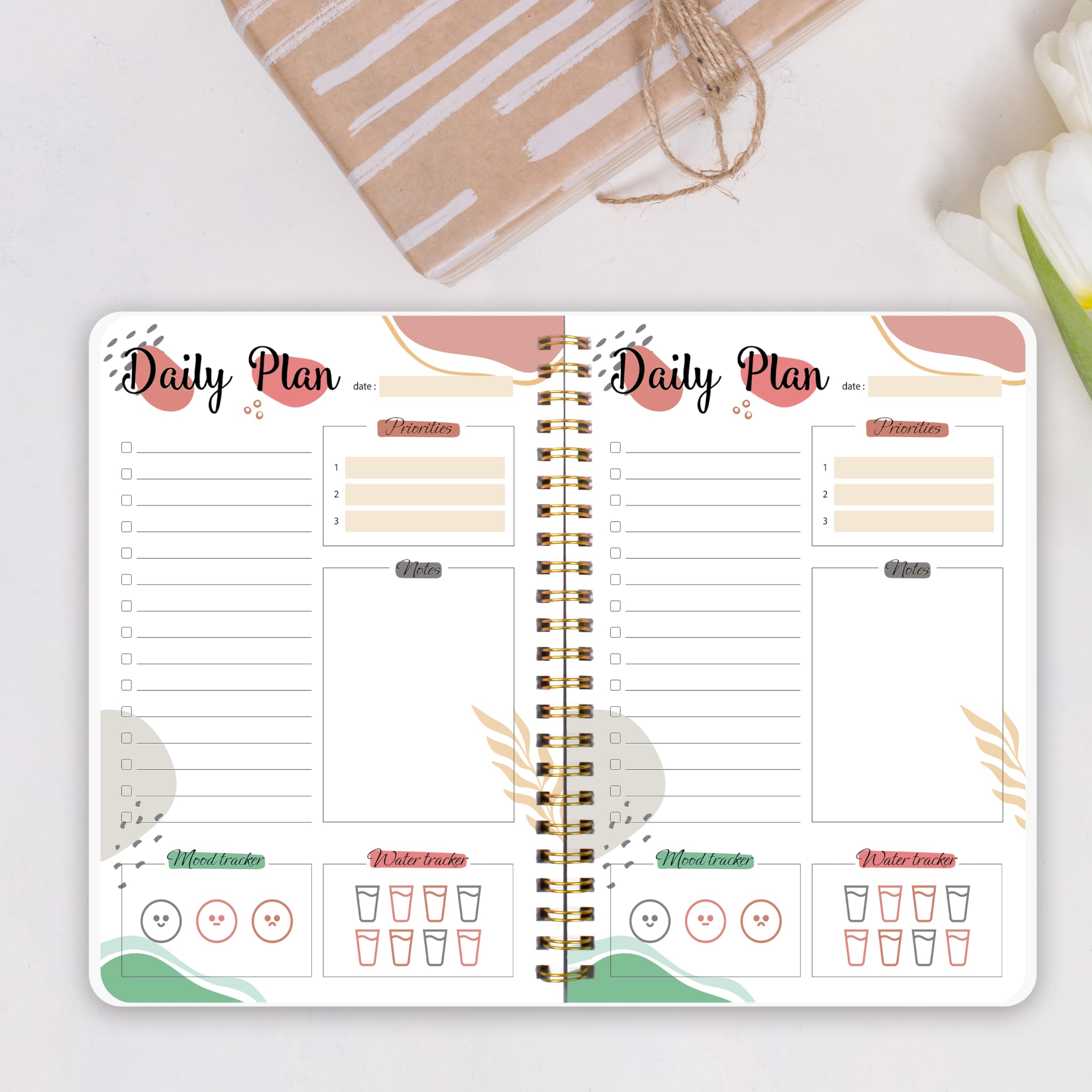 Daily Planner, Daily To Do List Notebook with Personal Organizor, Water Tracker for Home, Work, School,52 sheets, A5