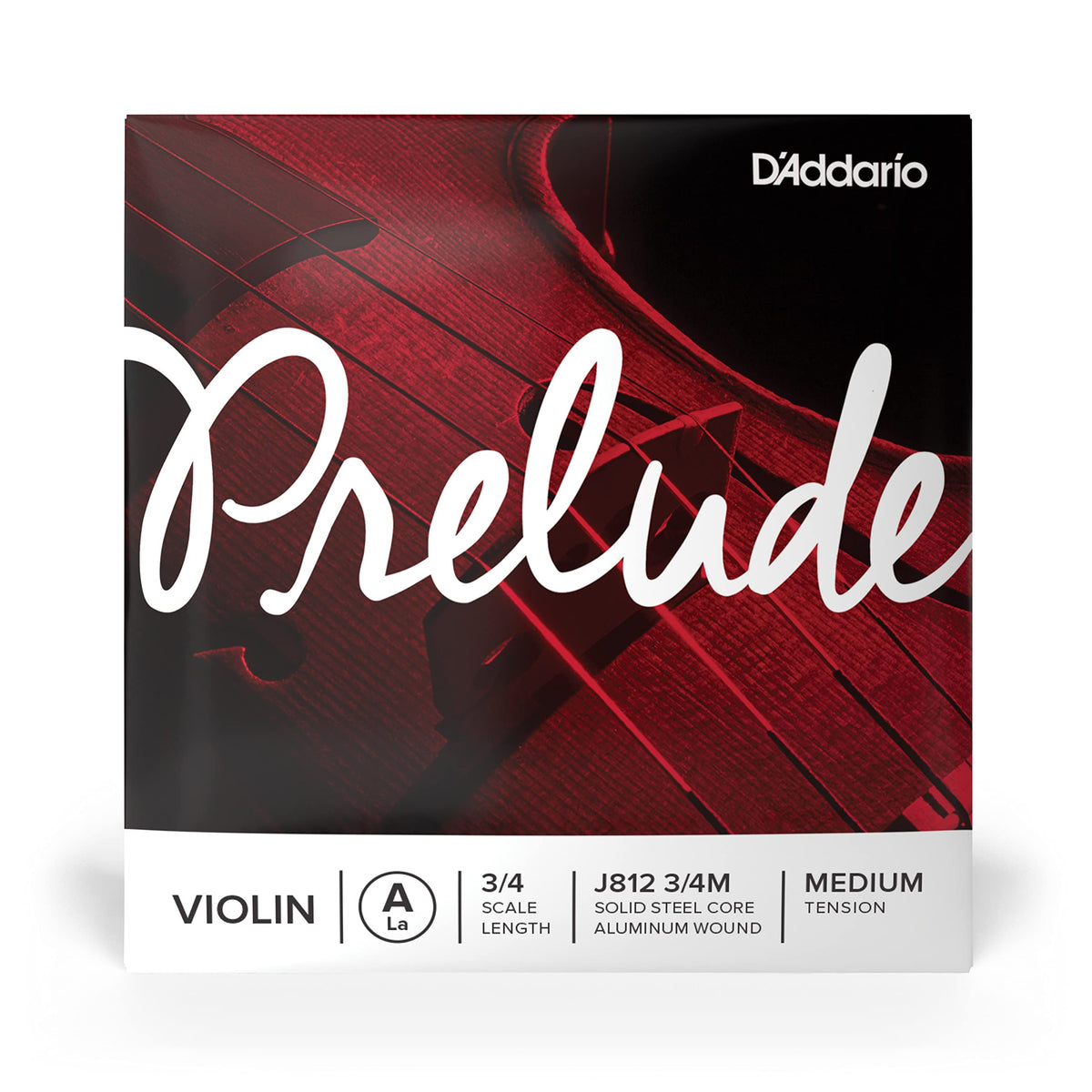 D’Addario Prelude Violin Single String, Single A String, 3/4 Scale, Medium Tension - J812 3/4M - Solid Steel Core, Warm Tone, Economical and Durable – Educator’s Choice for Student Strings – 1 String