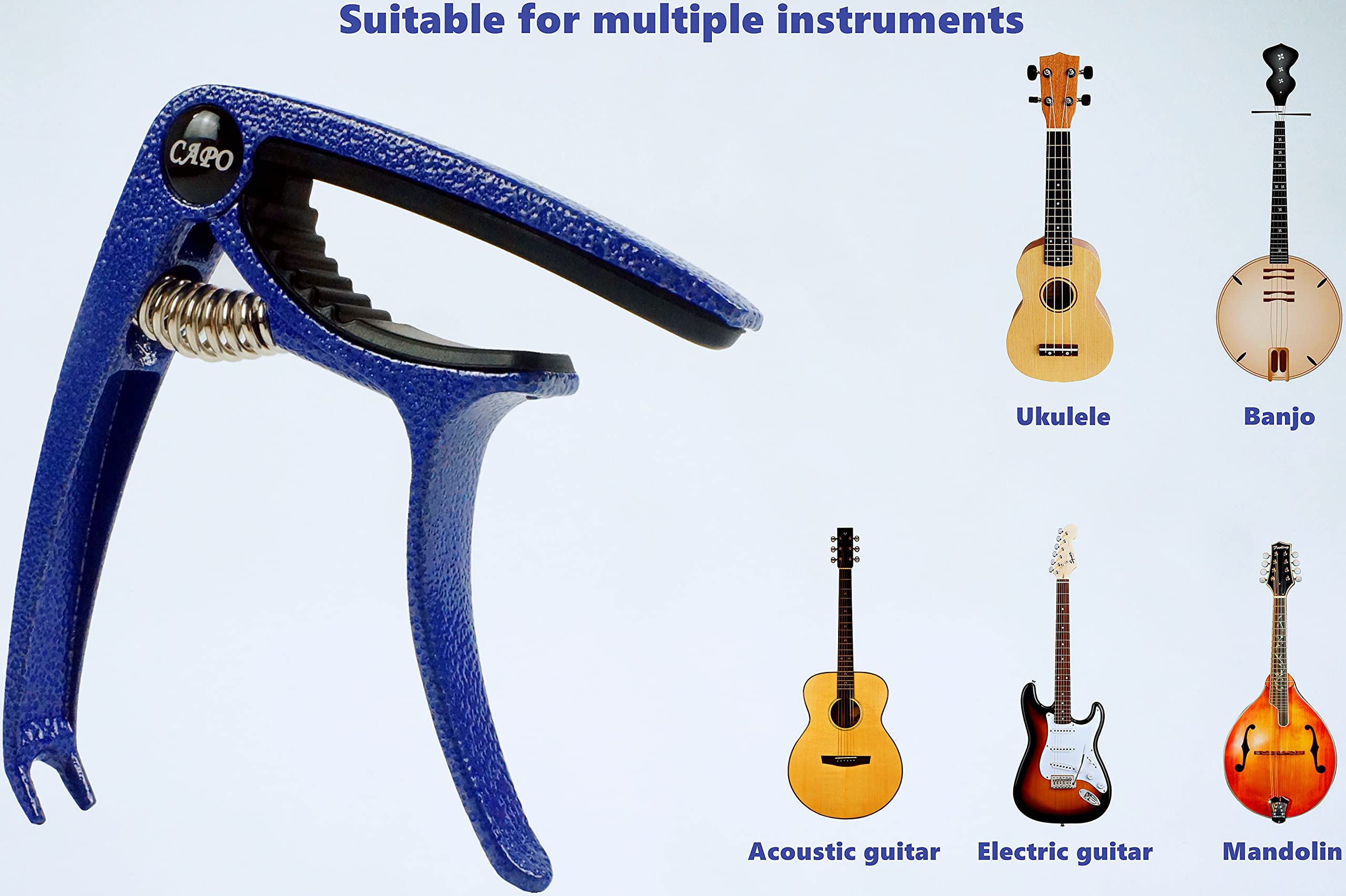 SUCCESS Guitar Capo, Lightweight Zinc Alloy Capo for Acoustic and Electric Guitars, Bass, Mandolin, Banjo, Ukulele (Indigo)