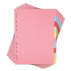 Elba 5 Pack A4 File Dividers, 10 Part Card Folder Dividers