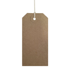 Swift Strung Tags Brown Reinforced Card Clothing Parcel Label String Hanging Gift Swing Tickets Kraft Hang Price Labelling 108mm x 54mm (Pack of 100)