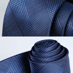 HISDERN Navy Blue Ties for Men Wedding Tie & Pocket Square Set Formal Business Necktie Handkerchief Houndstooth Neckties