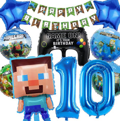 Minecraft Birthday Decorations 10 Years Old Minecraft Balloons 10 Minecraft Party Decorations 10th Birthday Decorations Gaming Minecraft Decorations For Birthday Minecraft Birthday Banner(10th)
