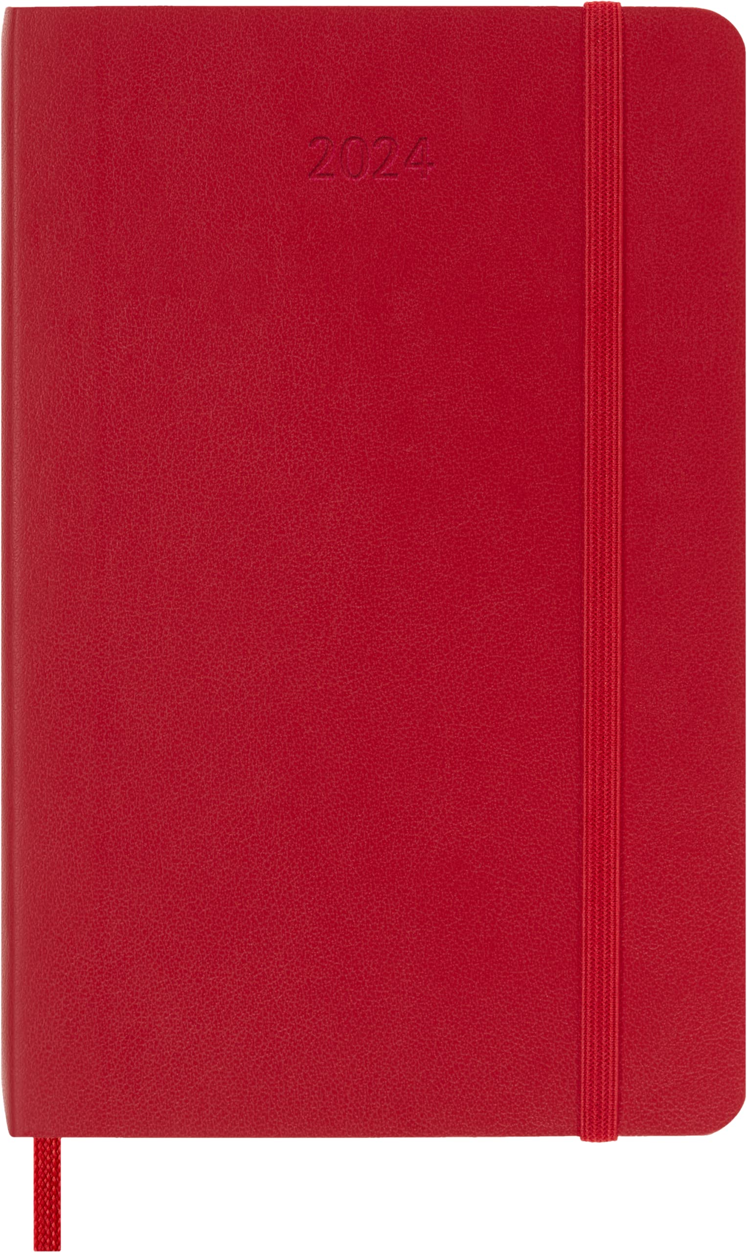 Moleskine Weekly Agenda with Space for Notes 12 Months 2024, Agenda 2024, Size Pocket 9x14, Soft Cover and Elastic Closure, Colour Scarlet Red