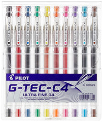 Pilot G-Tec C4 Gel Rollerball Pen 0.4 mm (Pack of 10, Black)