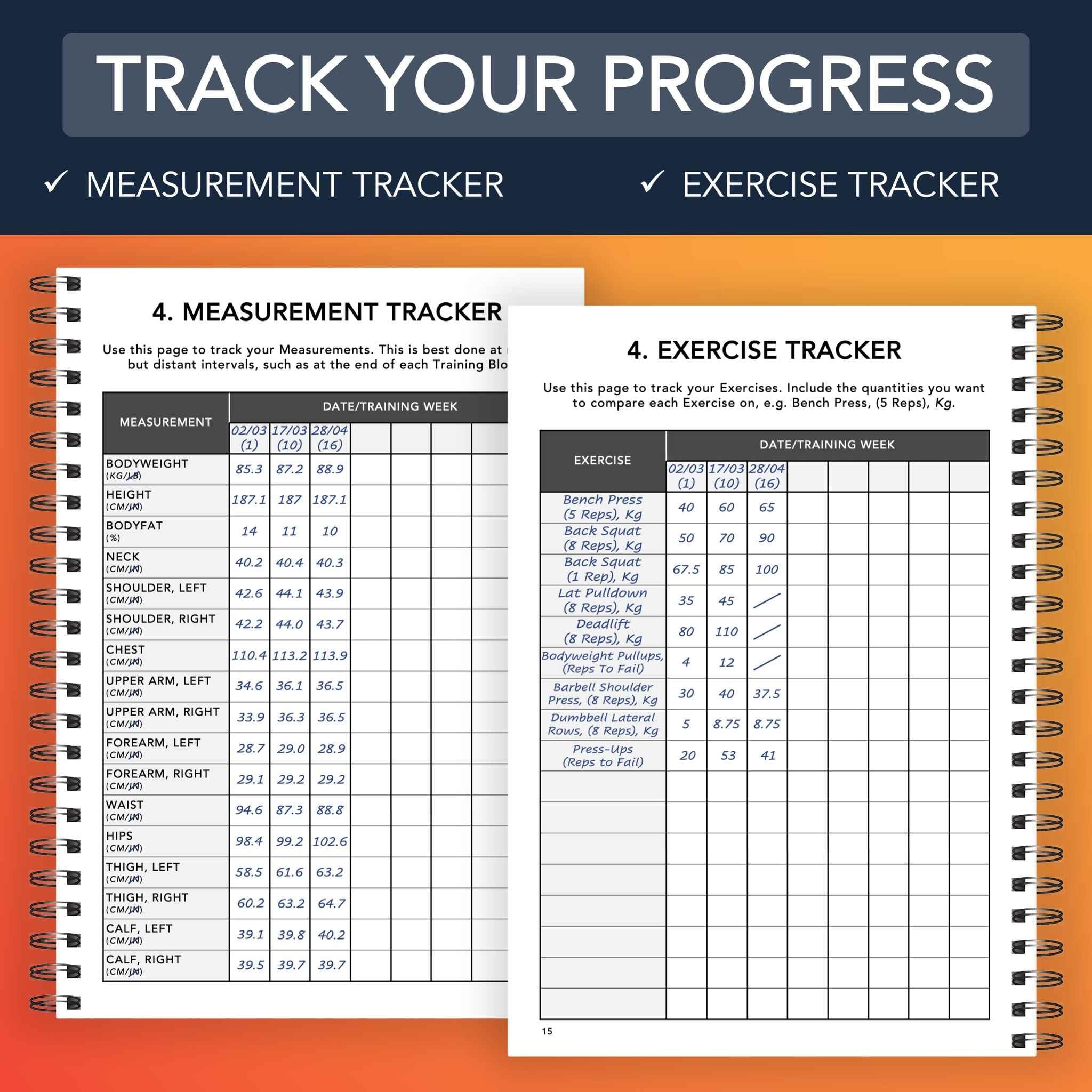 Workout Logbook and Free Tape Measure   Record 120 Workouts, Weights & Cardio - Set Goals - Track Progress - 6 Month Undated Planner   A5 Size - Durable Hardcover - Thick Paper – Wiro Bound (Turquoise)