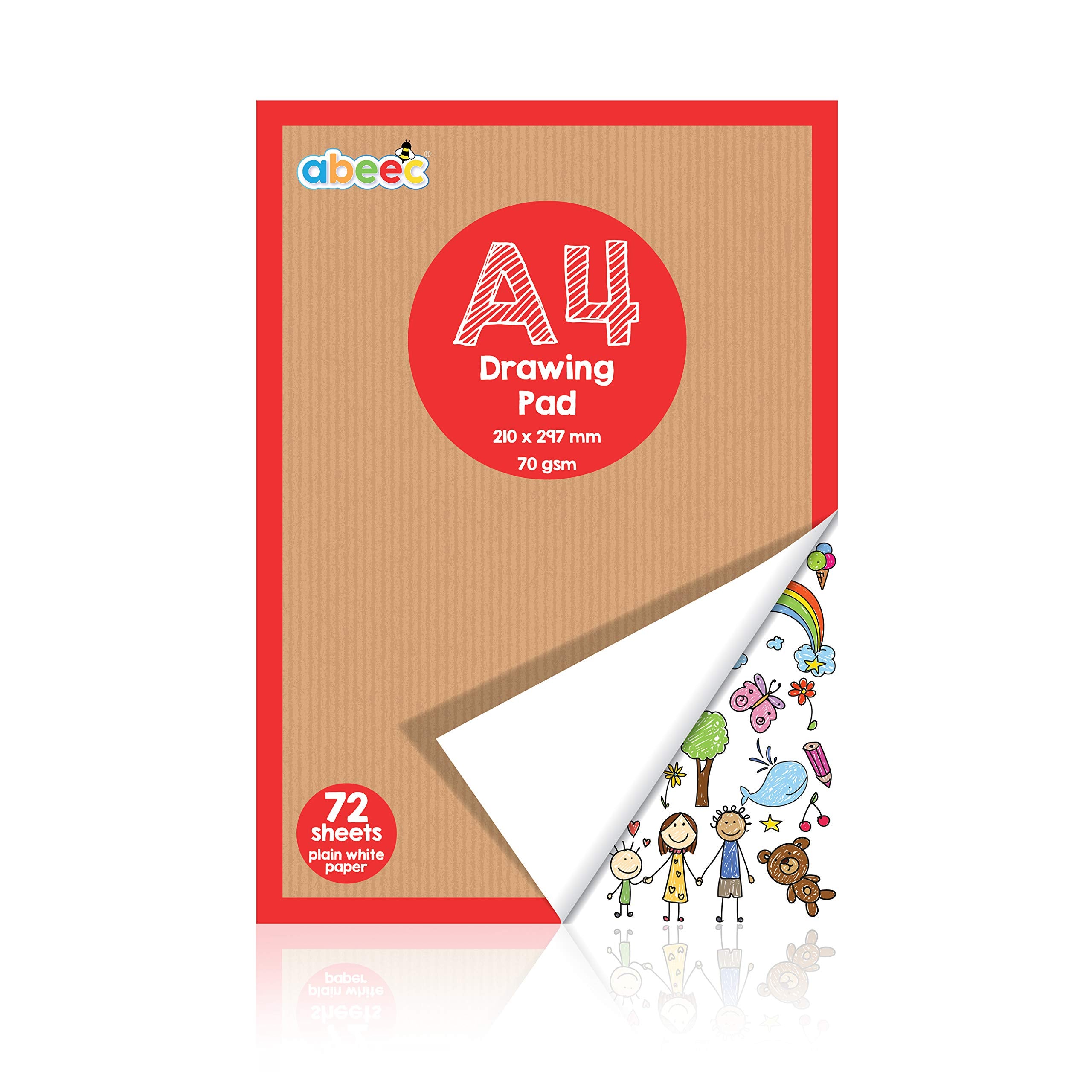 abeec A4 Plain Paper Drawing Pads - 72 Sheet Sketch Book 2 Pack - Arts And Craft Scrap Book Essential For Kids Activity Packs - Colouring Books For Children - Drawing Paper for Children