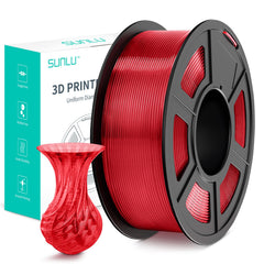 SUNLU PLAand 3D Printer Filament, PLA Plus Filament 1.75mm, Toughness Enhanced 3D Filament Compatible with 3D FDM Printers, Dimensional Accuracy and/- 0.02 mm, 1 kg Spool(2.2 LBS), PLAand Transparent Red