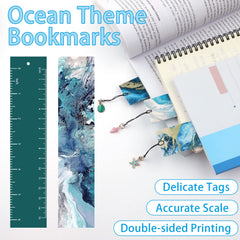 Bookmark - Vaktop 10PCS Ocean Theme Bookmarks with Metal Charms, Double-Sided Book Marks Kid - for Boys and Girls, Party Favors School Classroom Reading Presents