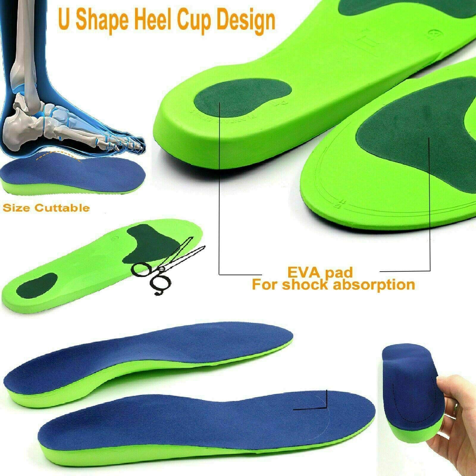 CSL Orthotic Insoles Arch Support Back heel Pain Treatment of Plantar fasciitis (7-8.5 UK)