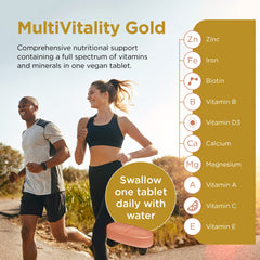 Healthspan Multivitamin Gold (90 Tablets)   A-Z Formulation   Wellbeing & Immune Support   Algal Source Vitamin D3   Vitamins A, B, C, D, E & K   Calcium, Iron, Magnesium, Selenium & Zinc   Vegan