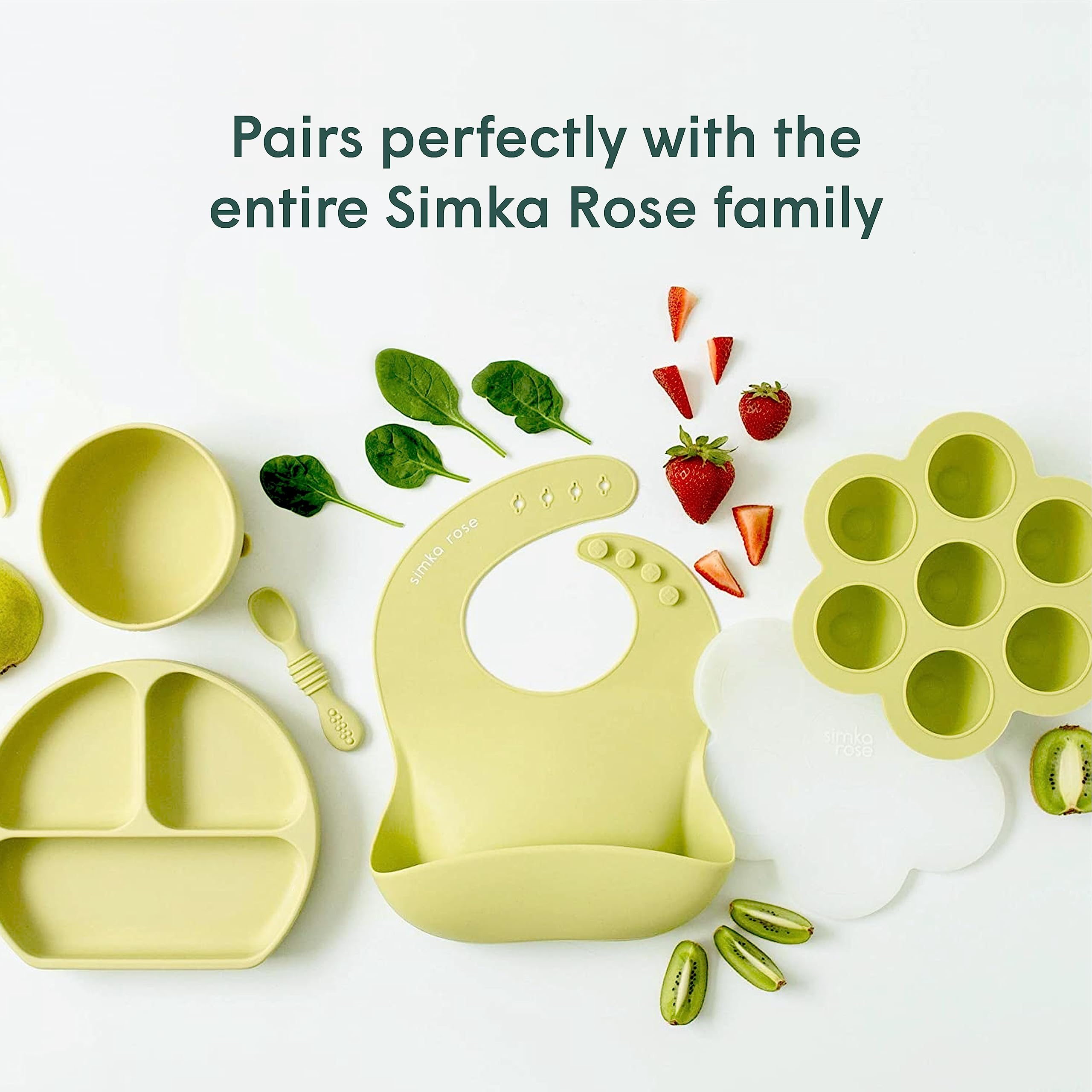 Simka Rose Silicone Baby Spoons - Self Feeding, 6 Months, First Stage Infant Spoons for Babies & Toddlers - Set of 6 BPA Free, Dishwasher, Microwave Safe Food Utensils - Cool