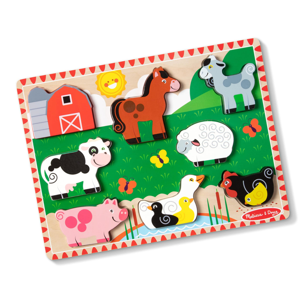 Melissa & Doug 13723 Farm Chunky Puzzle   Puzzles   Wooden Toy   2and   Gift for Boy or Girl, Multicolor, 2.54 cm*30.48 cm*23.368 cm