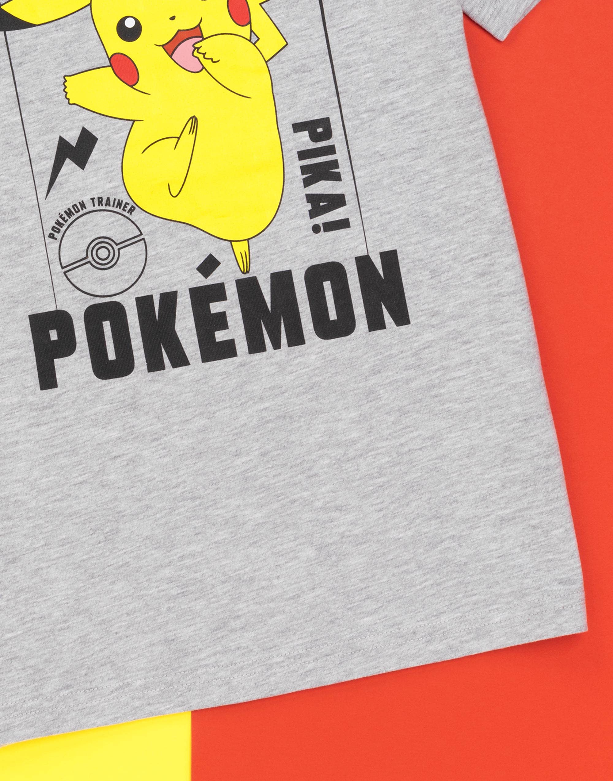 Pokemon T-Shirt for Boys   Kids Girls Pikachu Game Grey Character Top   Gamer Clothing Merchandise 4-5 Years