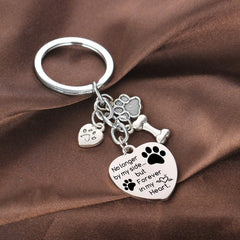 Paw Prints Key Ring Dog Memorial Gifts No Longer by My Side Forever in My Heart Keychain Loss of Dog Gifts Pet Memorial Keyring (No Longer By My Side Styles11)