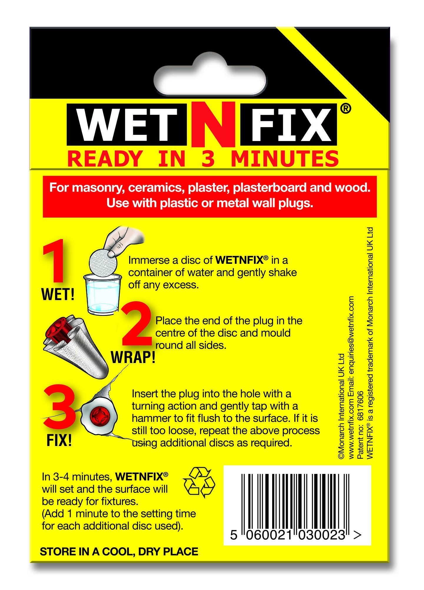 WETNFIX (20 Discs) - Fixing Wall Plugs Fast! No Need to Fill or redrill.