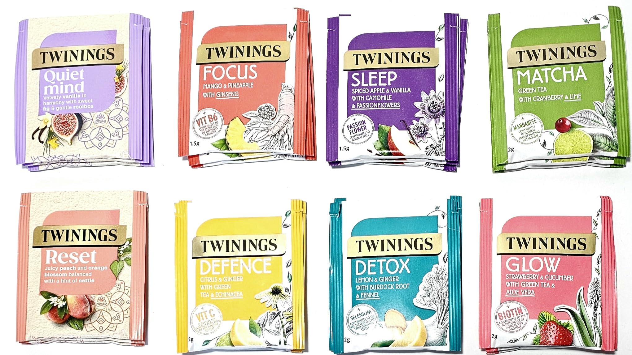 Twinings Superblends,soulfulblends Assortment Fruit Herbal tea Selection Gift Set Total 24, 8 Delicious Flavours 3 Individually Wrapped Tea Bags of Each Flavour Twinings tea bags