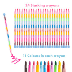 abeec 24 Stacking Crayons - Party Bag Fillers For Kids - Crayons For Party Bags - Twistable Crayons - Party Favours Kids - Kids Arts And Crafts - Crayons For Kids