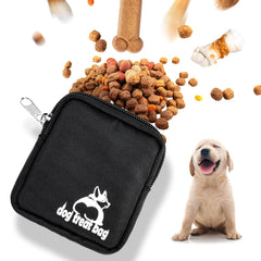 Bepilesto Small Dog Treat Pouch, Black Dog Treat Bag with Carabiner for Puppy Dog Walking Training