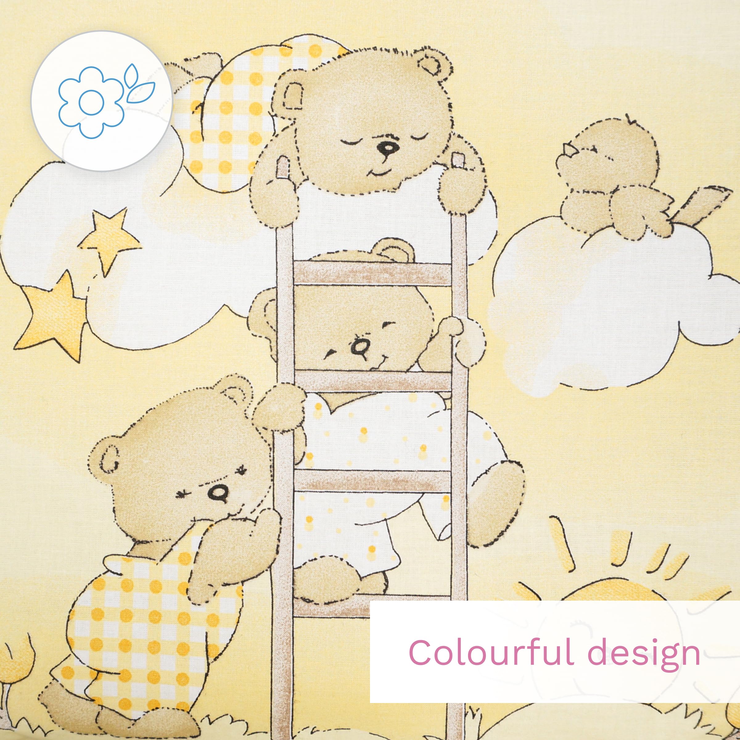 2 Piece Baby Kids Bedding Set 120x90 cm Duvet Cover & Pillowcase for Toddler Cot (Ladders Yellow)