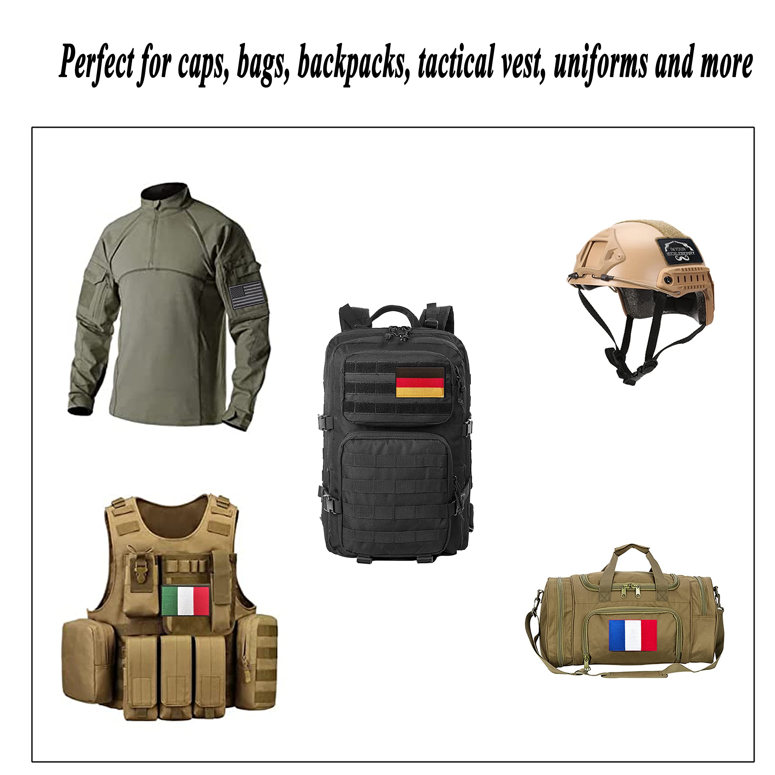 Germany Flag Woven Patch German Flags Patches Pride Clothes Moral Backside Tactical Patches Hook and Loop Attach for Military Uniform Tactical Bag Jacket Jeans Team Backpack Hat