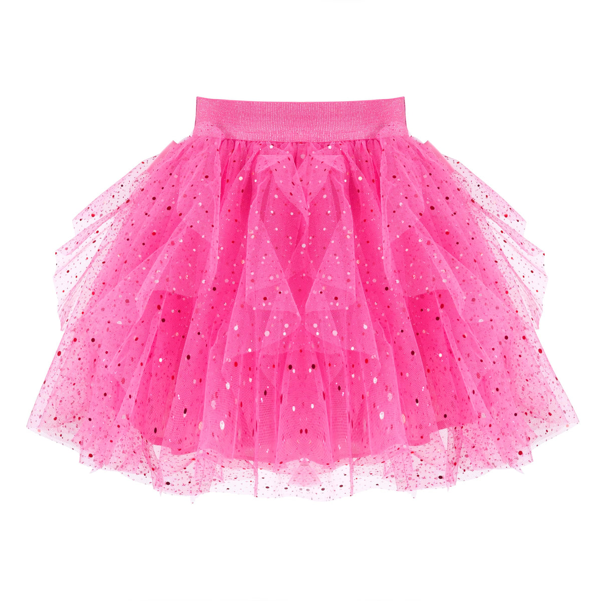 Sunny Fashion Girls Skirt Rose Pink Polka Dot Sparkling Tutu Party Ballet Tulle Age 6 Years