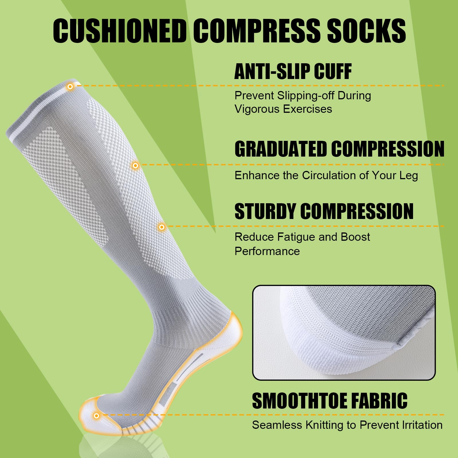 Niorasen Compression Socks for Women & Men (20-30mmHg), 3 Pairs Flight Socks, Travel Socks, Compression Stockings Fit Running, Football, Flying, Medical, Prevent Varicose Veins, Promote Circulation