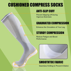 Niorasen Compression Socks for Women & Men (20-30mmHg), 3 Pairs Flight Socks, Travel Socks, Compression Stockings Fit Running, Football, Flying, Medical, Prevent Varicose Veins, Promote Circulation