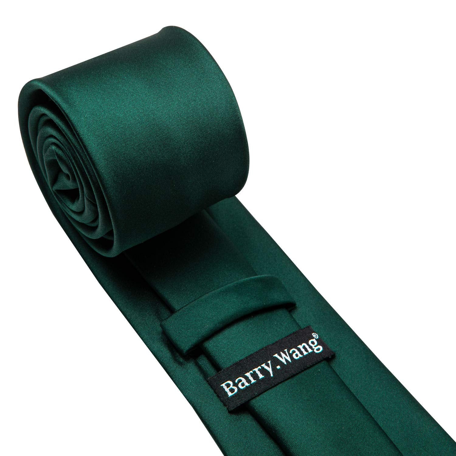 Barry.Wang Solid Green Ties for Men Stain Silk Necktie Handkerchief Cufflinks Wedding Christmas