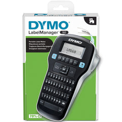 Dymo LabelManager 160 Label Maker   Handheld Label Printer with QWERTY Keyboard   Includes Black & White D1 Label Tape (12mm)   For Home & Office