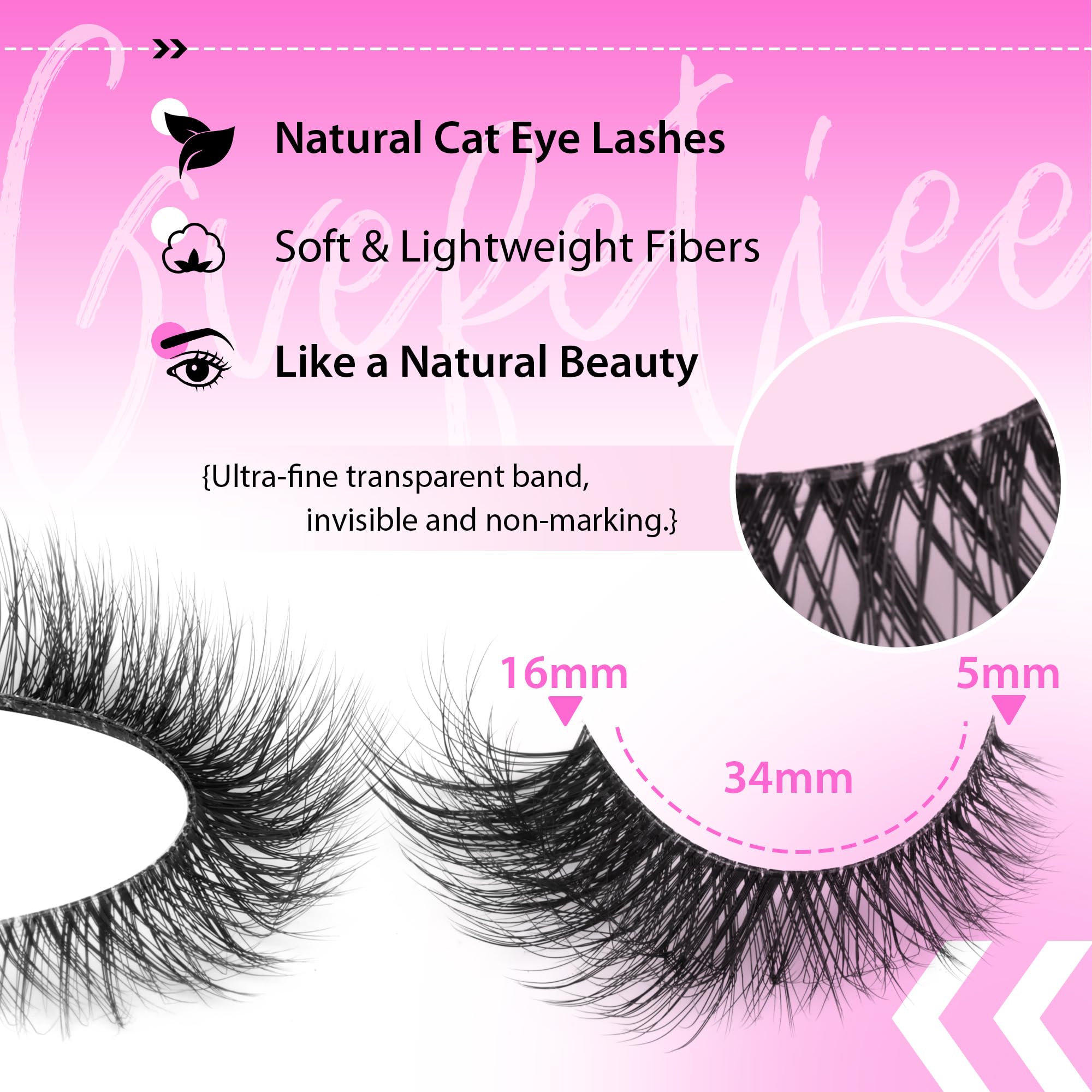 Fox Eye Lashes Wispy Eyelashes Natural Look Clear Band Lashes Fluffy Faux Mink Lashes Natural False Lashes Pack by GVEFETIEE 8 Pairs