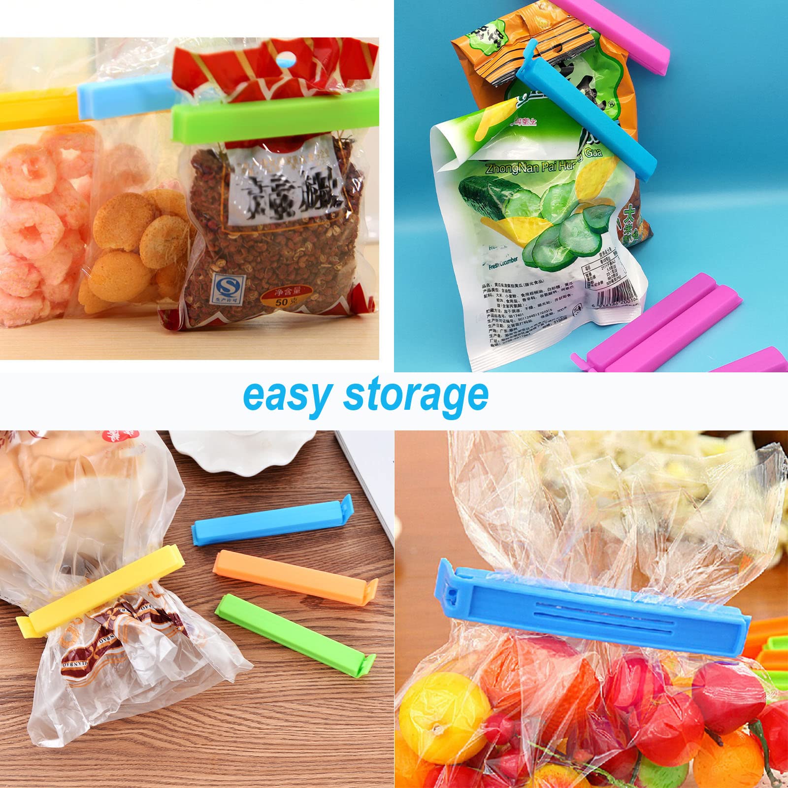 36 Pcs Food Storage Bag Clips, Plastic Sealing Bag Clips in 3 Sizes & 6 Colours Reusable Food Bag Clips Colorful Plastic Bag Sealing Clips.