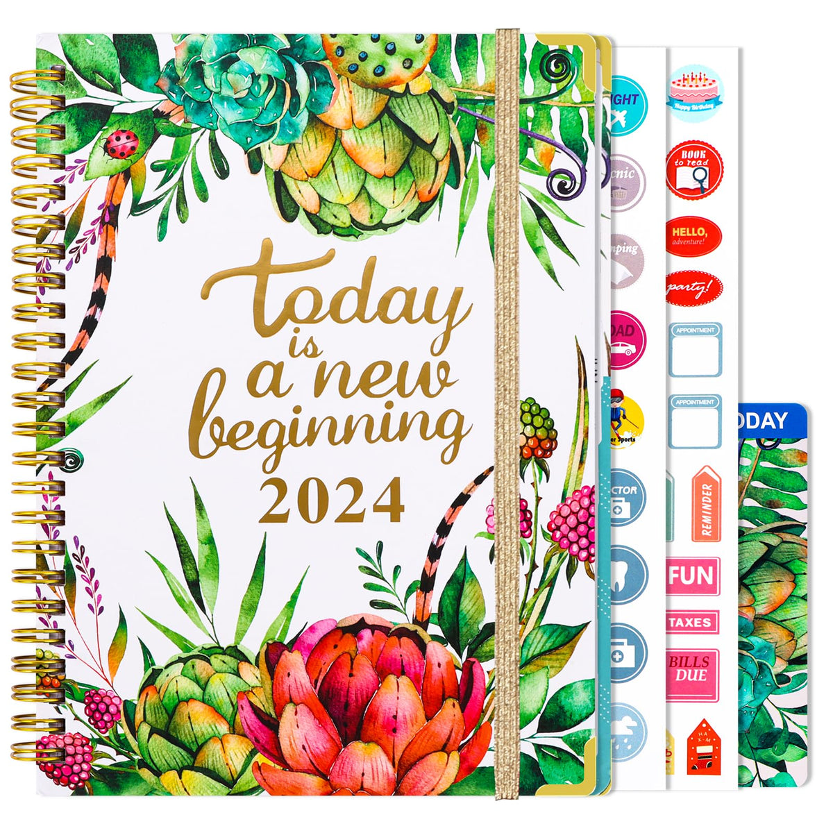 Kaket Diary 2024, A5 Daily Planner 2024, Week to View Diary with Elastic, 2024 Planners and organizer, 2024 Academic Diary (Green)