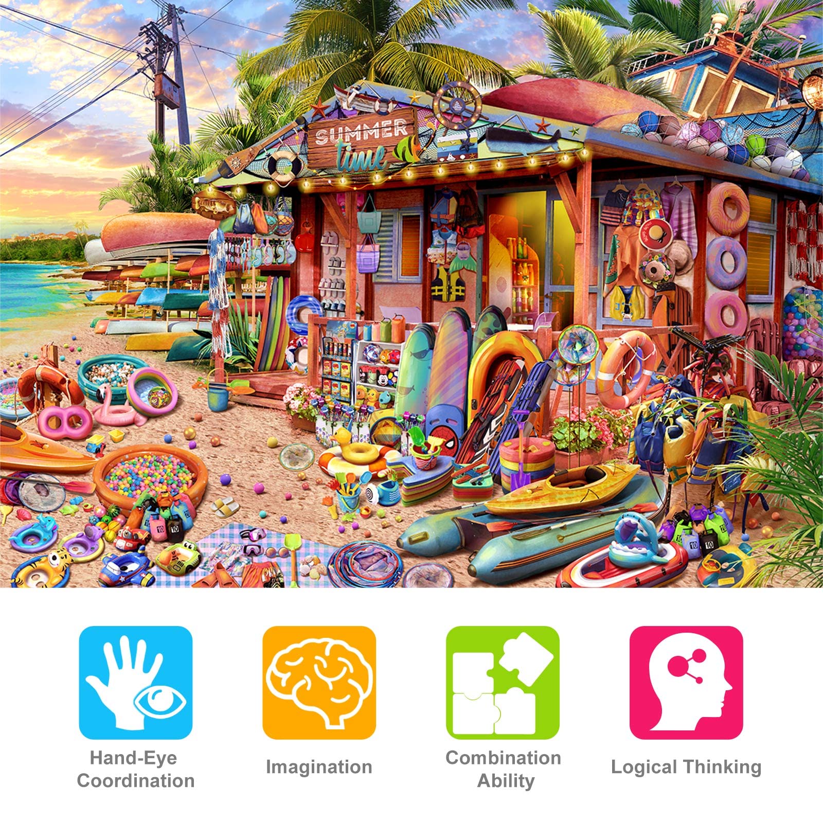 HUADADA Jigsaw Puzzles 1000 Pieces for Adults   Beach Shop   1000 Piece Puzzle Educational Games Home Decoration Puzzle.