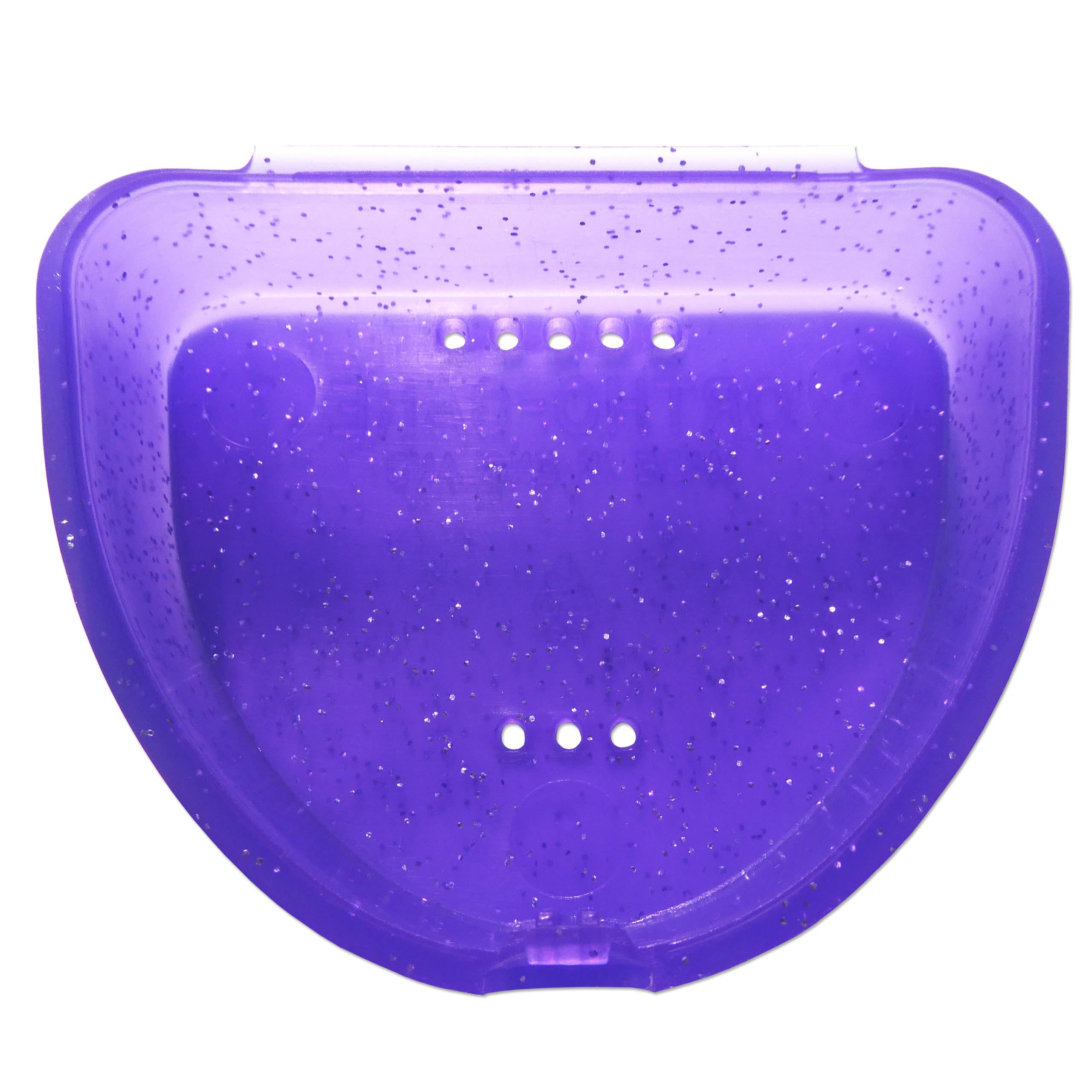 Slim Orthodontic Dental Case - Colour & Glitter Choices for Retainers, Bleaching Trays, Dentures & More (Glitter Purple)