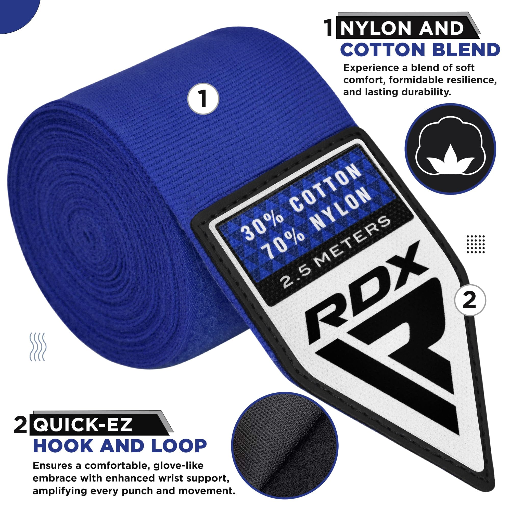 RDX Boxing Wraps Kids 2.5M Inner Gloves, Elasticated Thumb Loop Bandages, Junior Under Mitts Hand Fist