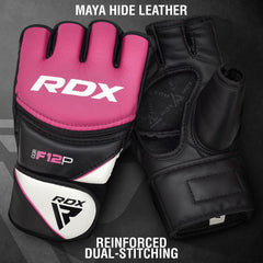 RDX MMA Gloves for Grappling Martial Arts Training, D. Cut Open Palm Maya Hide Leather Sparring Mitts, Perfect for Cage Fighting, Combat Sports, Punching bag, Muay Thai and Kickboxing