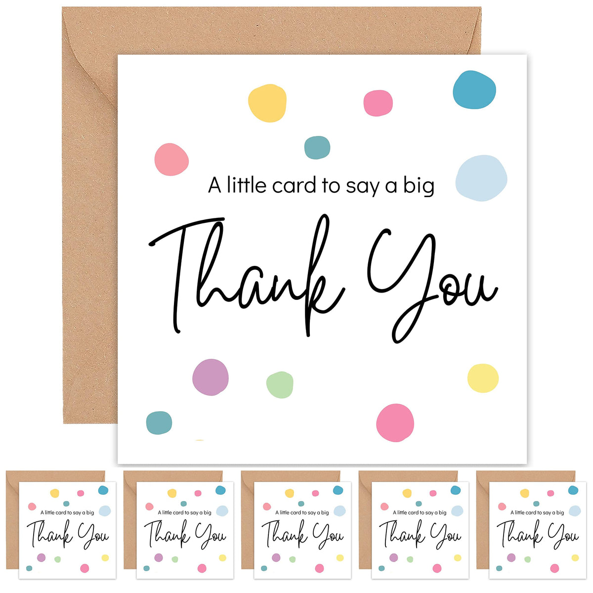 Thank You Card - with Envelope - Wedding Teacher Teaching Assistant Nurses Doctors Small Business Kids Friend Single Large - Thank You Gifts for Women - 14cm (5 Pack)