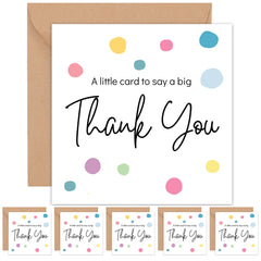 Thank You Card - with Envelope - Wedding Teacher Teaching Assistant Nurses Doctors Small Business Kids Friend Single Large - Thank You Gifts for Women - 14cm (5 Pack)