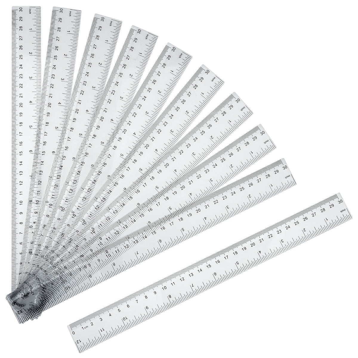 upain Rulers 30cm Multipack Shatterproof Plastic 12 Inch Transparent Ruler for School Classroom Office Supplies 10 Pack