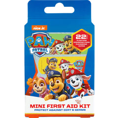 Paw Patrol Childrens Plaster First Aid Kit Including Saline Solution Wound Cleansing Wipes/Dressing Pad (Latex Free/Hypoallergenic/Wash proof/Breathable/CE Certified), Multicolour, 22 count