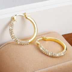 ASH'S CHOICE Gold Hoop Earrings, 925 Sterling Silver Gold Hoop Earrings for Women,14K Gold Plated Cubic Zirconia Diamond Crystal Rhinestone Hoops Earrings, Cartilage Huggie Hoop Earrings for Women