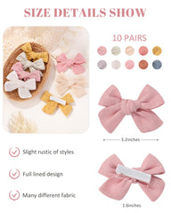 Jollybows 20pcs Baby Girl Hair Bows Clips Fully Lined 3.5 inches Barrettes Hair Accessories for Little Girls Toddler Kids Teens