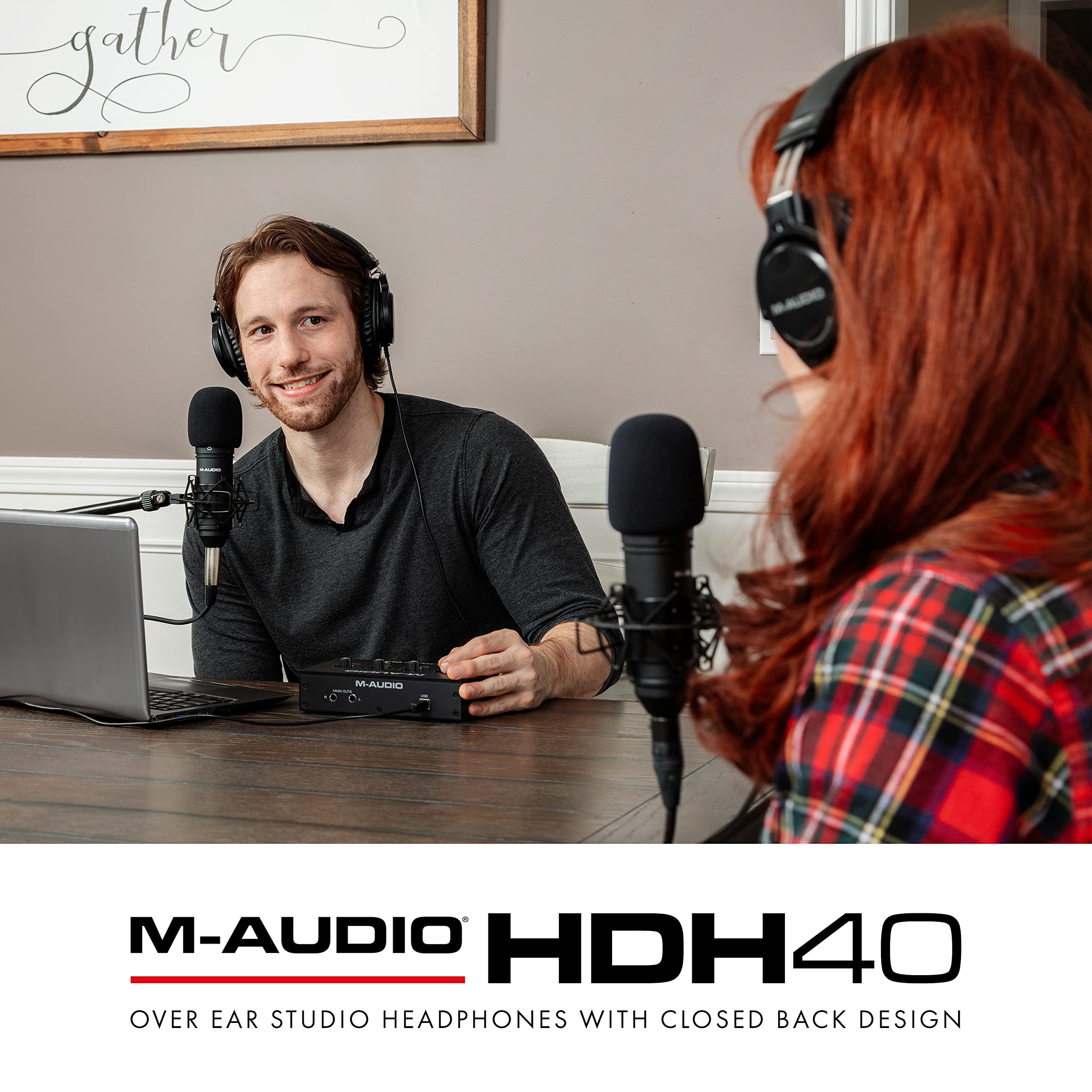 M-Audio HDH40 – Over Ear Studio Headphones with closed back design, flexible headband and 2.7m cable for studio monitoring, podcasting and recording