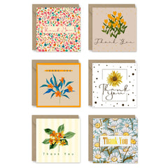 Giftinghouse 24/48 Thank You Cards Multipack with Envelopes - 6 Flower Designs Envelopes - Greeting cards for teachers, small business, wedding, kids Fully recyclable and Eco-friendly. (24 cards)