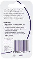 KORBOND 6 Piece Sewing Machine Needle Kit– 3 Sizes – Regular Point – Storage Case – Ideal for Light and Heavy Fabrics – Crafting, Quilting, Dressmaking, Mending, Tailoring, Silver, Multiple