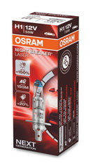 OSRAM NIGHT BREAKER LASER H1, and150% more brightness, halogen headlight lamp, 64150NL, 12V, folding box (1 lamp)