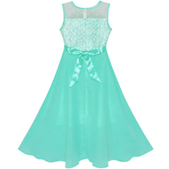 Sunny Fashion LB62 Girls Dress Turquoise Chiffon Bridesmaid Dance Ball Maxi Gown Age 7 Years