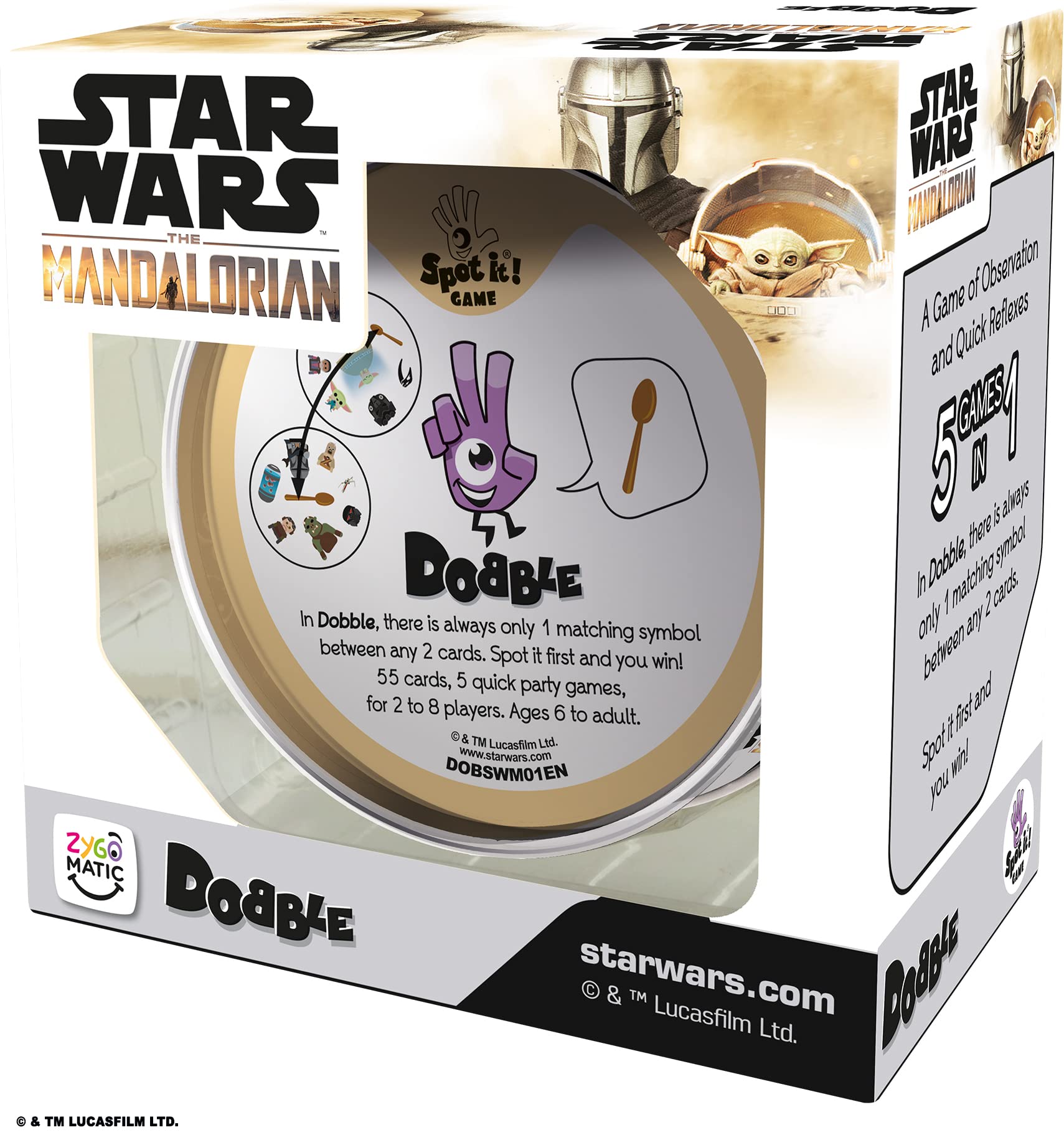 Asmodee   Dobble Star Wars Mandalorian   Card Game   Ages 6and   2-8 Players   15 Minutes Playing Time