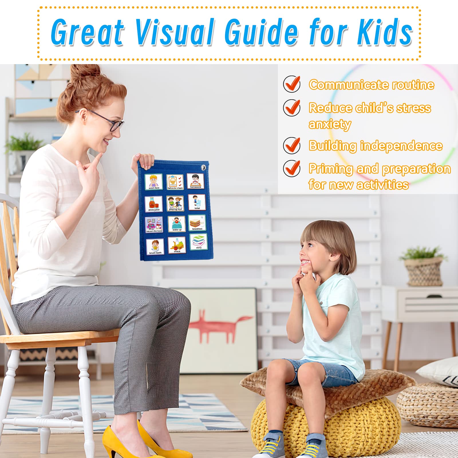 Visual Timetable, Children Visual Now and Next Board Learning Aids Tool with 70 Picture Cards To Support Communication, Daily Routine Chart for Speech and Language, ASD, Autism, Preschool